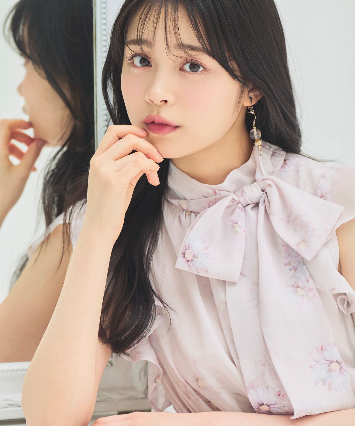 WILLSELECTION「リボンネックマーガレットプリントワンピース」|ワンピース|