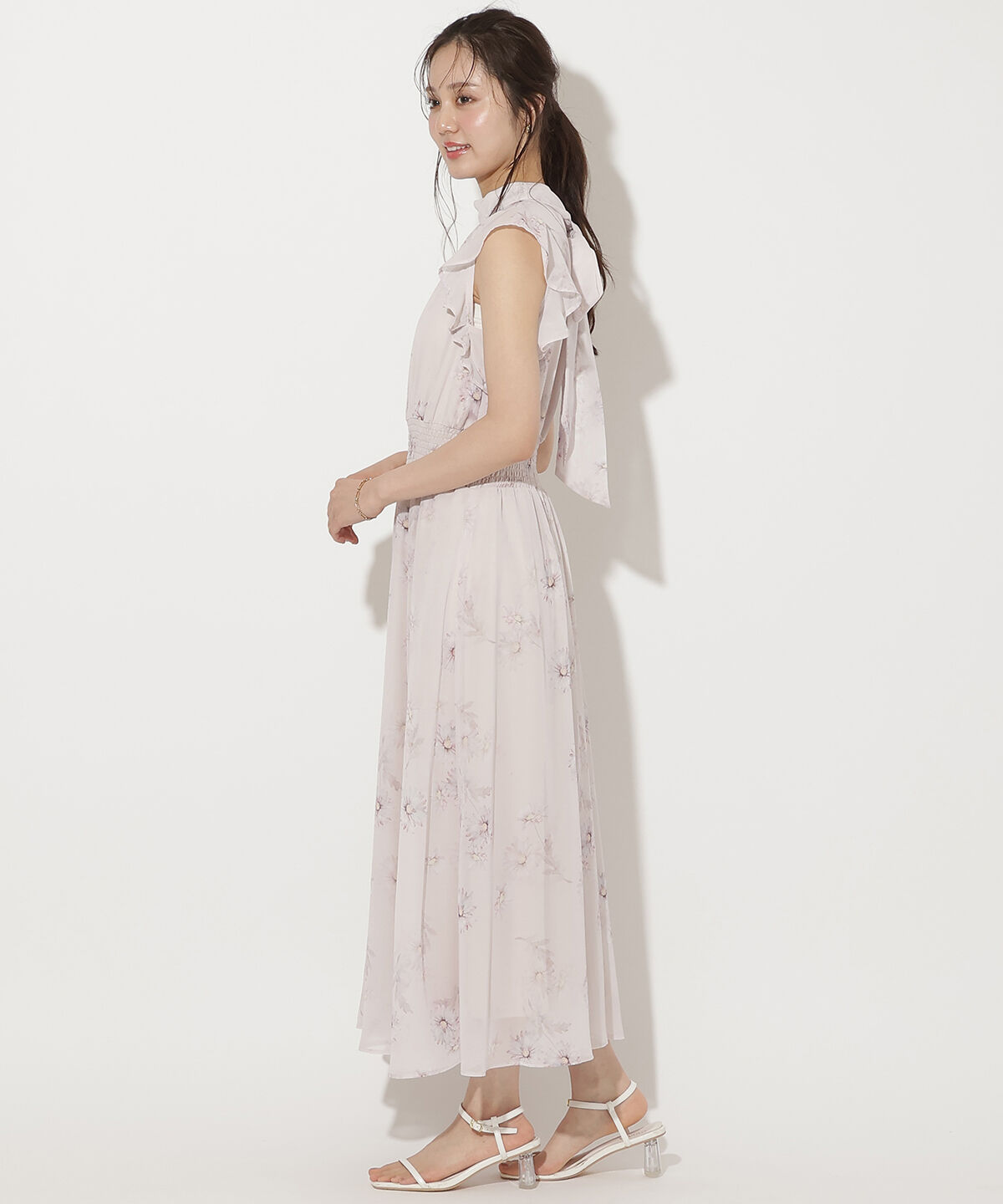WILLSELECTION「リボンネックマーガレットプリントワンピース」|ワンピース|
