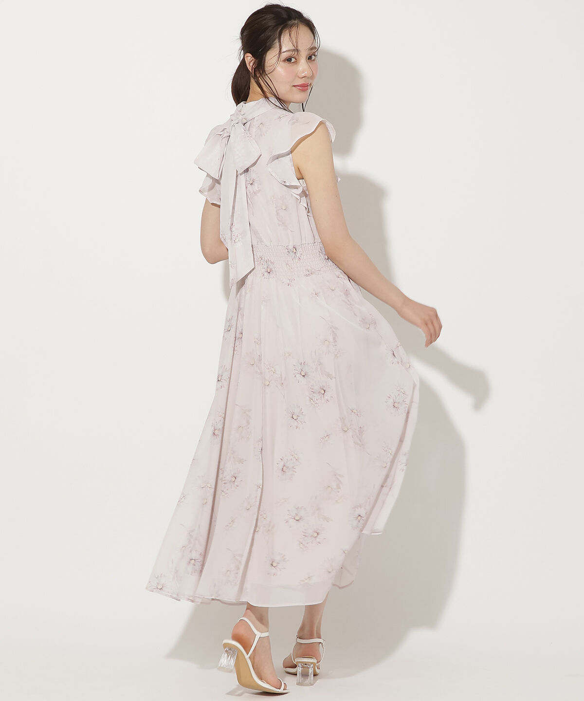 WILLSELECTION「リボンネックマーガレットプリントワンピース」|ワンピース|