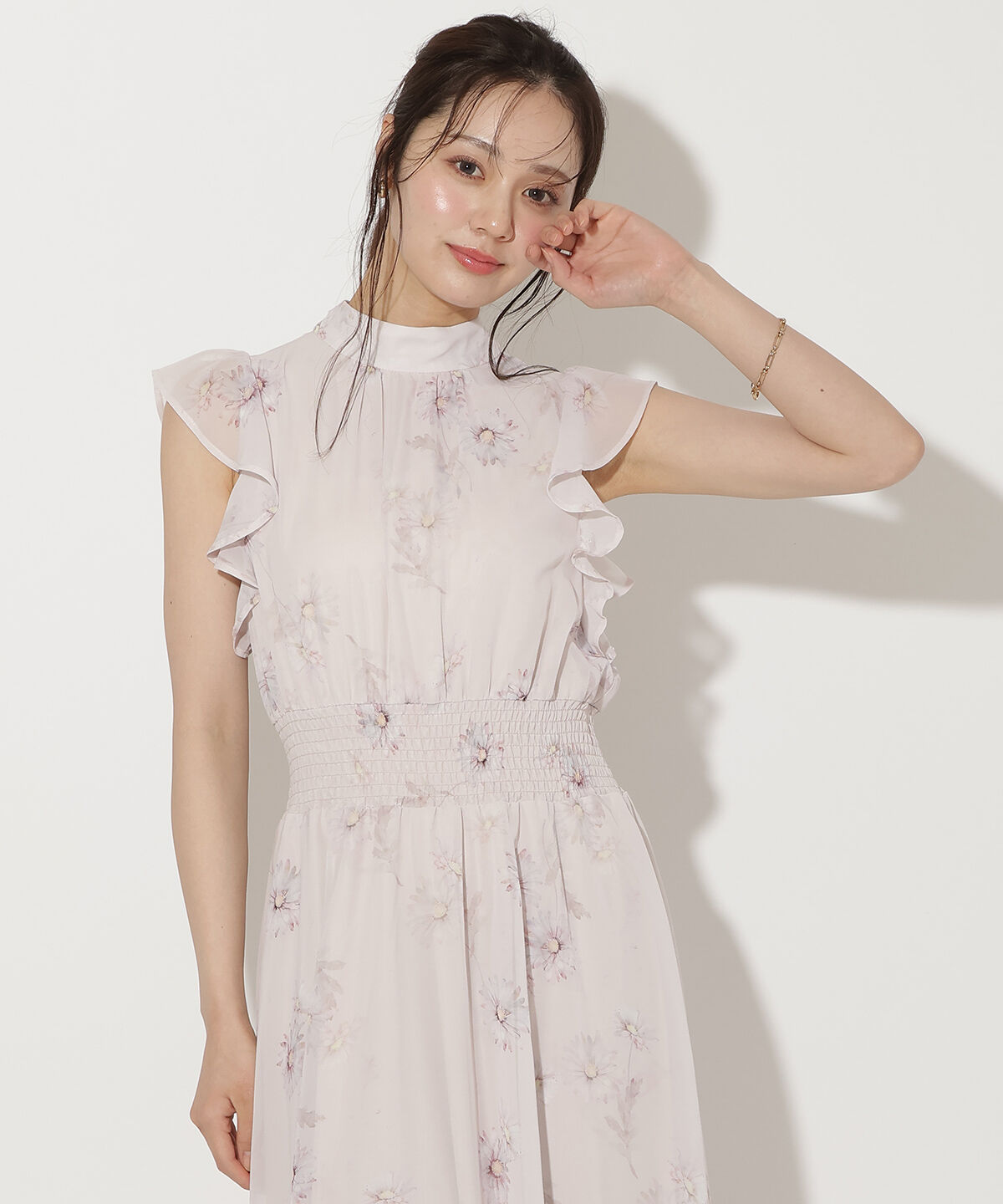 WILLSELECTION「リボンネックマーガレットプリントワンピース」|ワンピース|