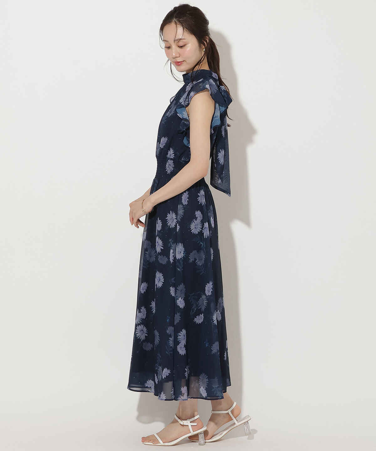 WILLSELECTION「リボンネックマーガレットプリントワンピース」|ワンピース|