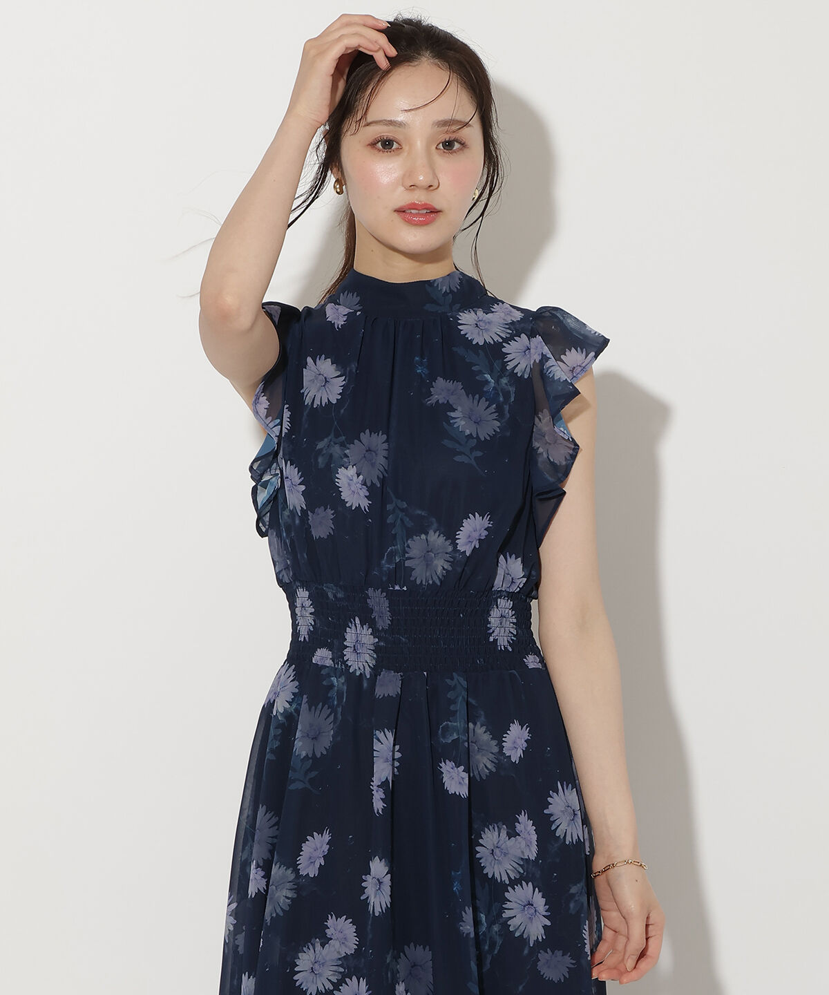 WILLSELECTION「リボンネックマーガレットプリントワンピース」|ワンピース|