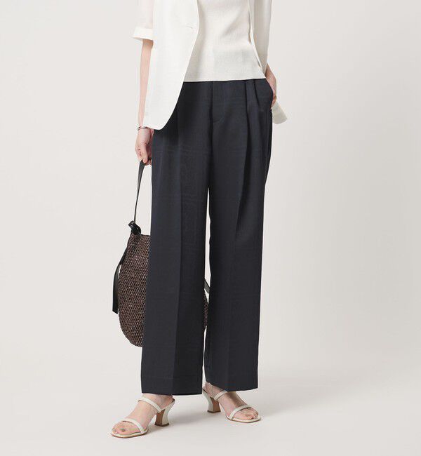 UNITED ARROWS「バンダナ 2タック ワイドパンツ ‐ウォッシャブル‐」|チノ|NAVY