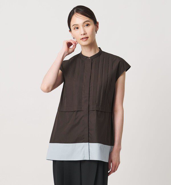 UNITED ARROWS「シルキー ピンタック フレンチスリーブ ブラウス ‐ウォッシャブル‐」|シャツ・ブラウス|