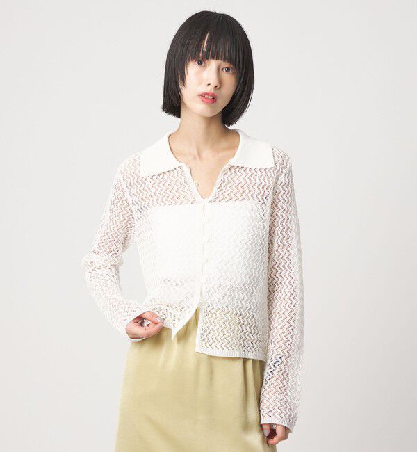 EMMEL REFINES「＜EMMEL REFINES＞EM HM スパンコール メッシュ ニット」|ニット・セーター|WHITE