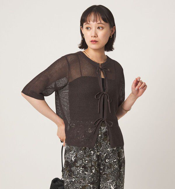 UNITED ARROWS green label relaxing「メッシュ クルーネック リボン ショートスリーブ ニット」|ニット・セーター|