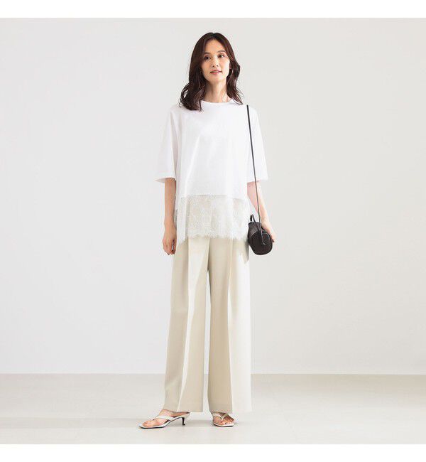 Demi-Luxe BEAMS 「レース 切り替え Tシャツ」|Tシャツ・カットソー|