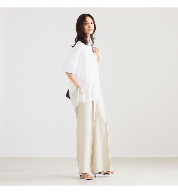 Demi-Luxe BEAMS 「レース 切り替え Tシャツ」|Tシャツ・カットソー|