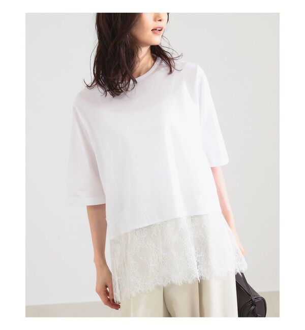 Demi-Luxe BEAMS 「レース 切り替え Tシャツ」|Tシャツ・カットソー|