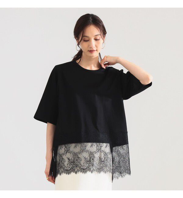 Demi-Luxe BEAMS 「レース 切り替え Tシャツ」|Tシャツ・カットソー|