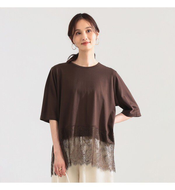 Demi-Luxe BEAMS 「レース 切り替え Tシャツ」|Tシャツ・カットソー|
