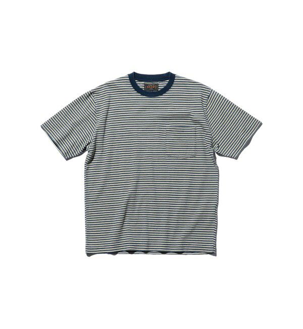 BEAMS PLUS「BEAMS PLUS｜Pocket Tee Indigo Stripe｜ポケットT｜大人カジュアル」|Tシャツ・カットソー|OFF_WHT