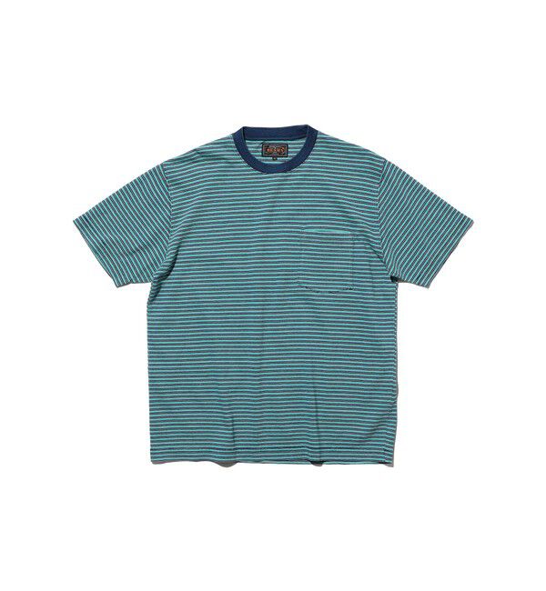 BEAMS PLUS「BEAMS PLUS｜Pocket Tee Indigo Stripe｜ポケットT｜大人カジュアル」|Tシャツ・カットソー|GREEN