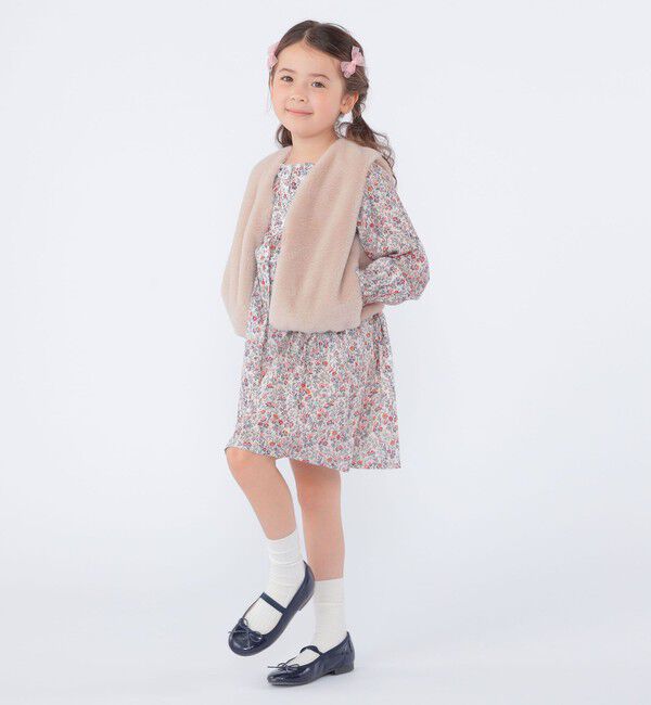 SHIPS KIDS「SHIPS KIDS:100～140cm / フェイクファー リバティ ベスト」|ダウンベスト・ベスト|