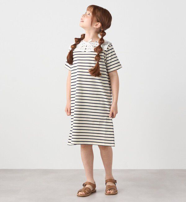 SHIPS any「SHIPS any: レース カラー リボン 半袖 Tシャツ ワンピース <KIDS>」|ワンピース|