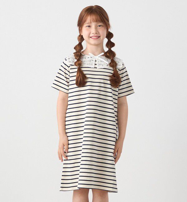 SHIPS any「SHIPS any: レース カラー リボン 半袖 Tシャツ ワンピース <KIDS>」|ワンピース|