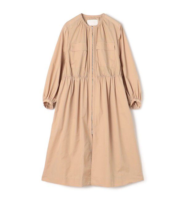 Ballsey「ライトタフタ ジップアップロングコート」|ノーカラーコート|41 ベージュ