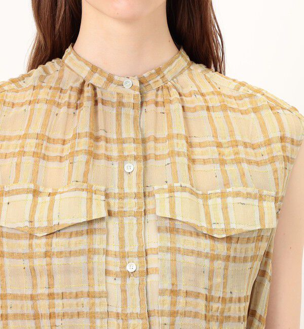 Ballsey「シアープラッド フレンチロングシャツブラウス」|ワンピース|