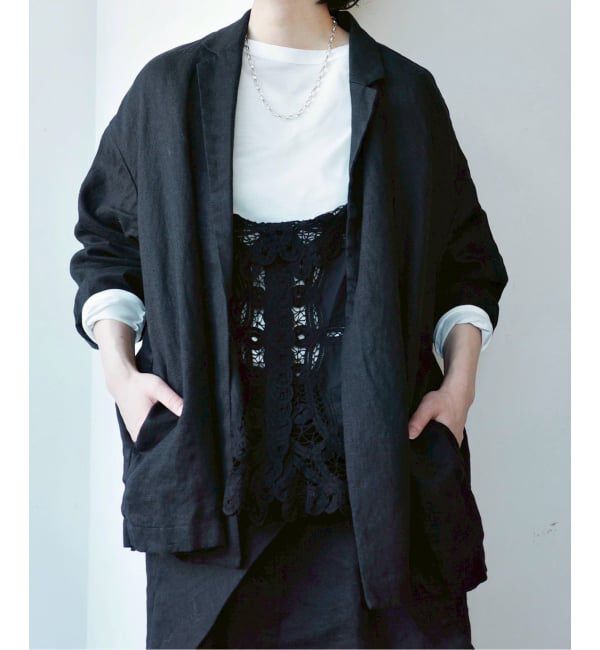 journal standard luxe「フレンチリネンツイル テーラージャケット」|テーラードジャケット|ブラック