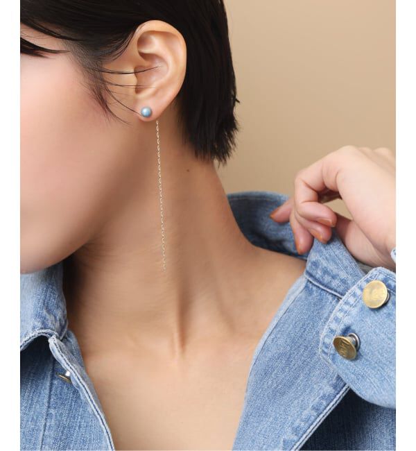 Lilas by Spick&Span「インディゴパール1粒ピンピアス K10(両耳)」|ピアス|