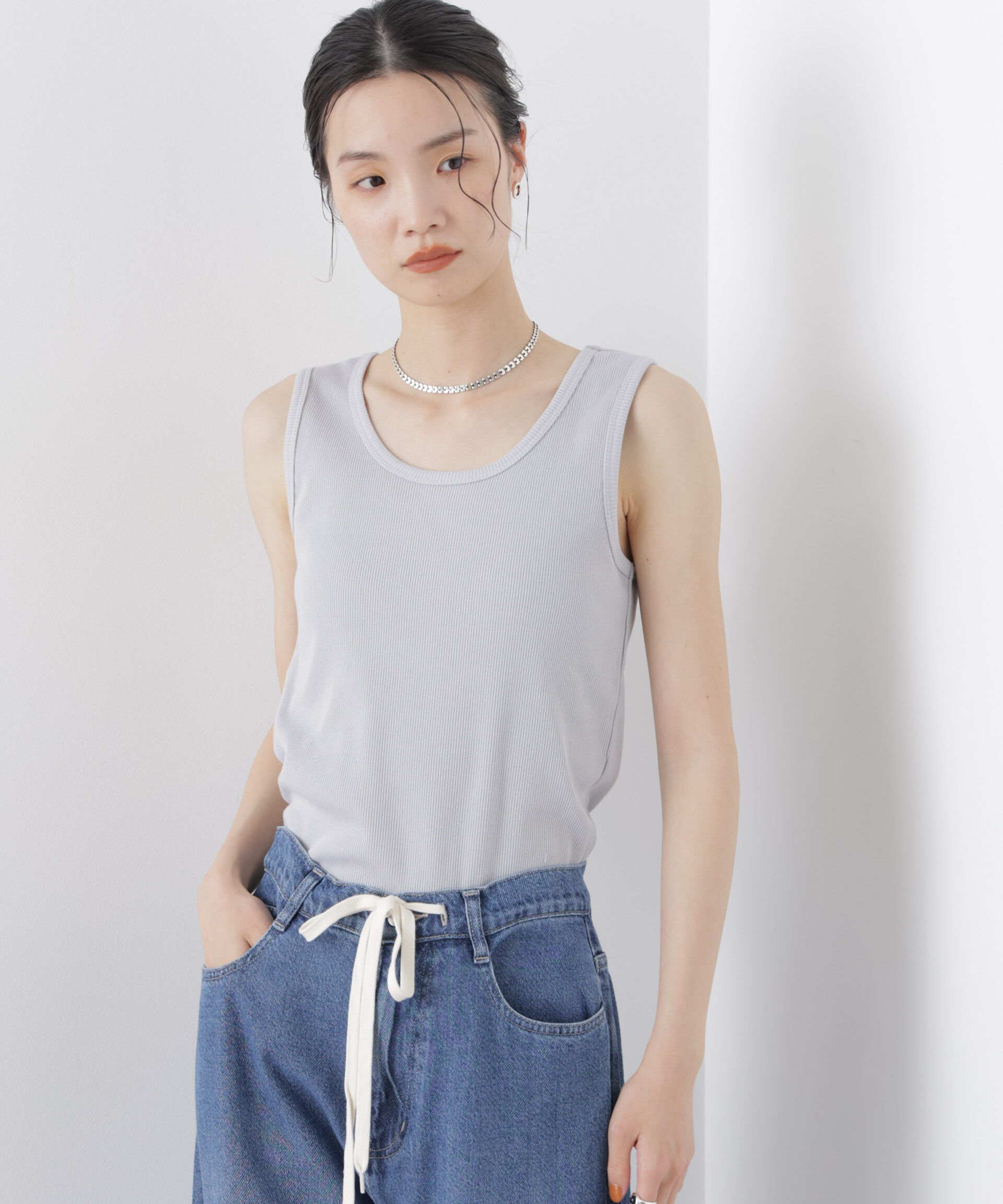 NANO universe「UVカット抗菌防臭吸水速乾イージーケアリブ タンクトップ」|Tシャツ・カットソー|