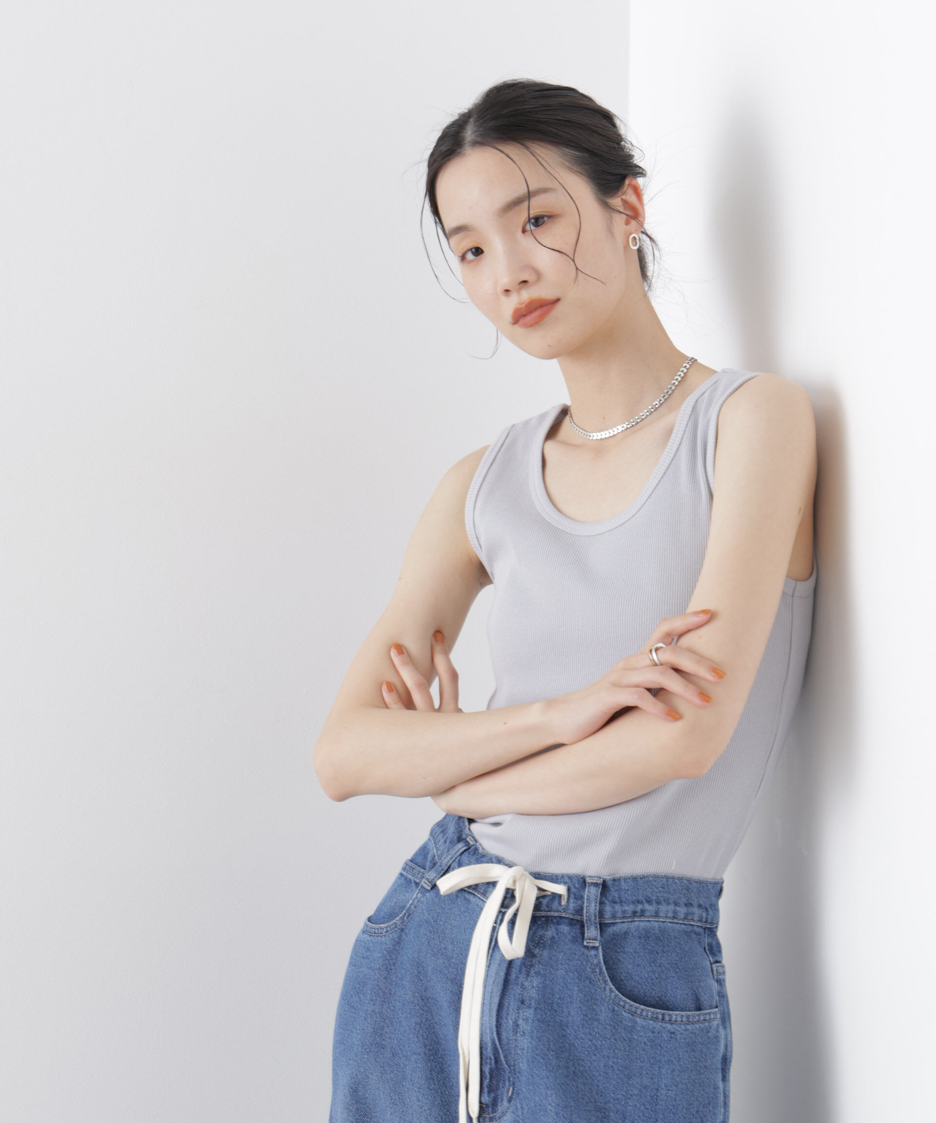 NANO universe「UVカット抗菌防臭吸水速乾イージーケアリブ タンクトップ」|Tシャツ・カットソー|