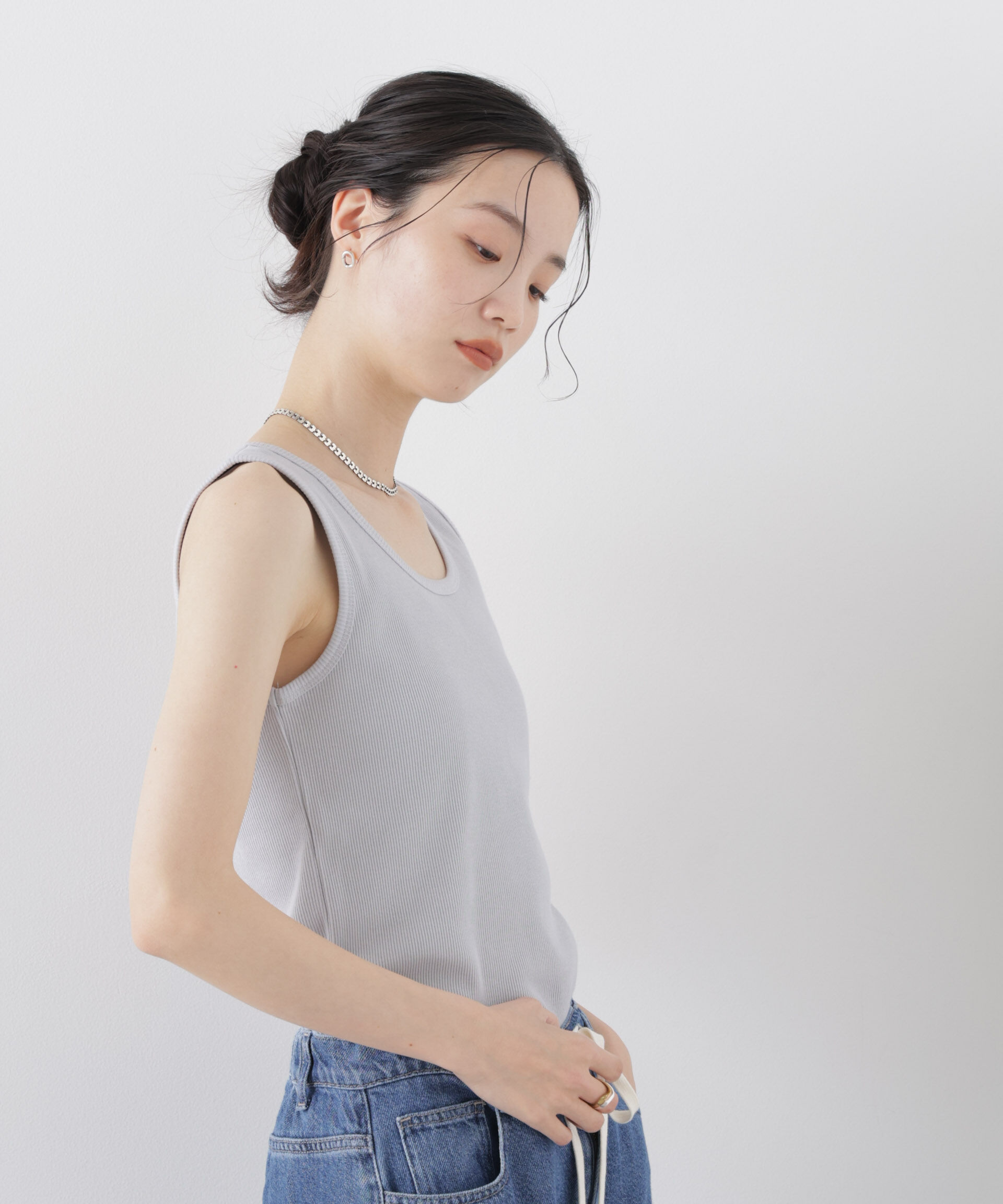NANO universe「UVカット抗菌防臭吸水速乾イージーケアリブ タンクトップ」|Tシャツ・カットソー|