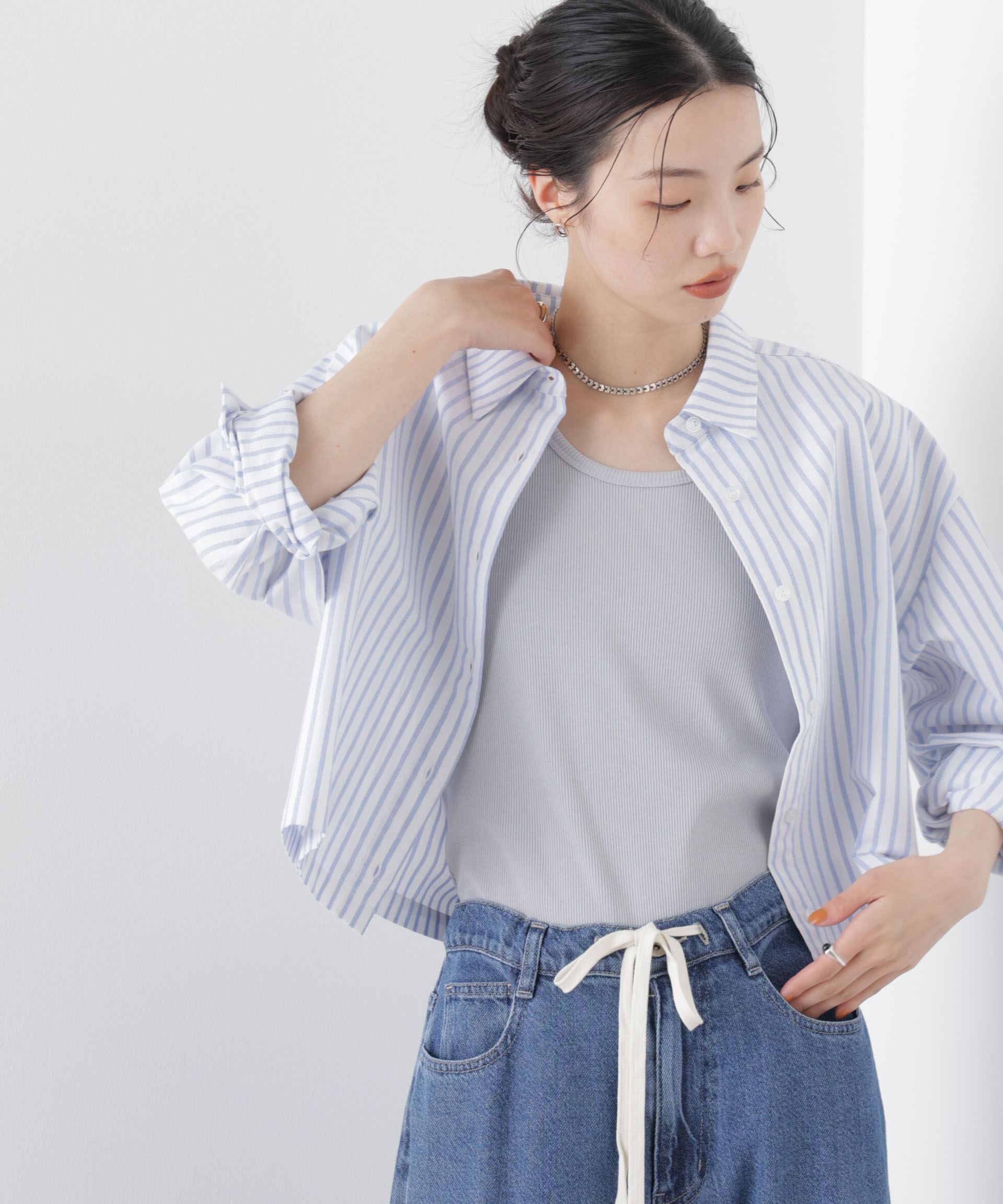 NANO universe「UVカット抗菌防臭吸水速乾イージーケアリブ タンクトップ」|Tシャツ・カットソー|