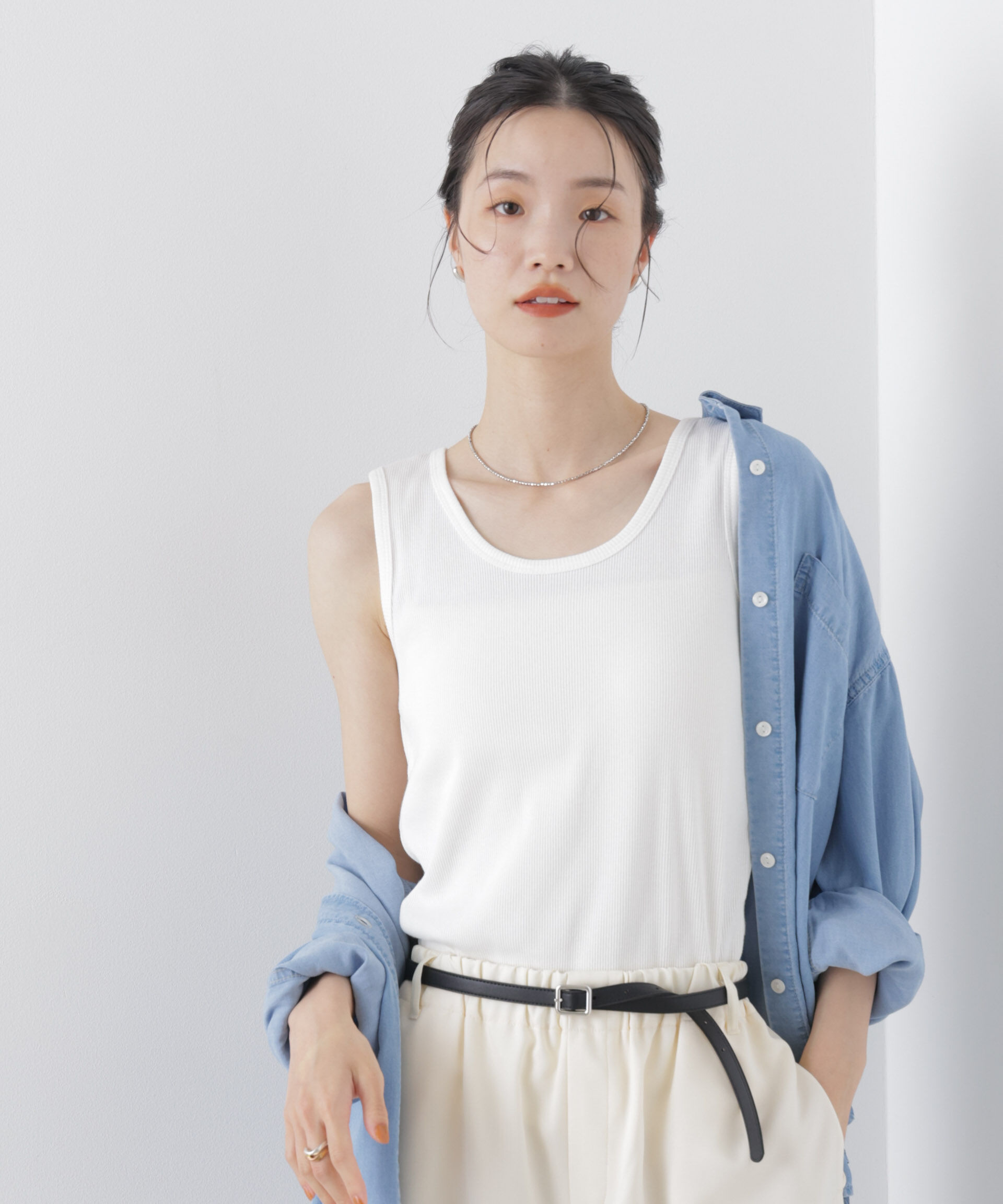 NANO universe「UVカット抗菌防臭吸水速乾イージーケアリブ タンクトップ」|Tシャツ・カットソー|