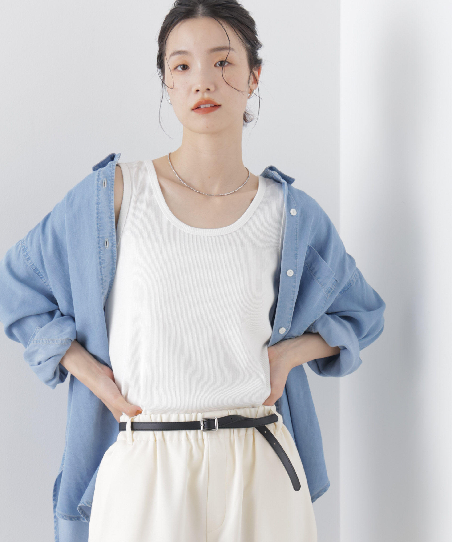 NANO universe「UVカット抗菌防臭吸水速乾イージーケアリブ タンクトップ」|Tシャツ・カットソー|