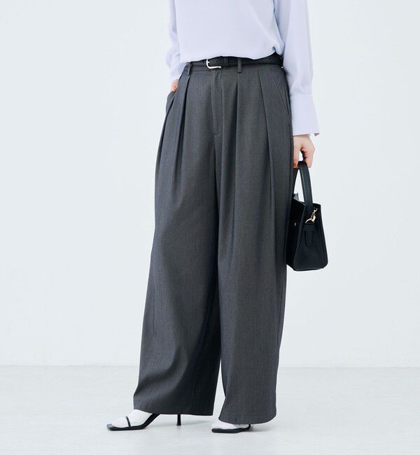 NOLLEY'S sophi「《セットアップ対応》ウォッシャブルバイオツイルタックワイドパンツ」|その他|