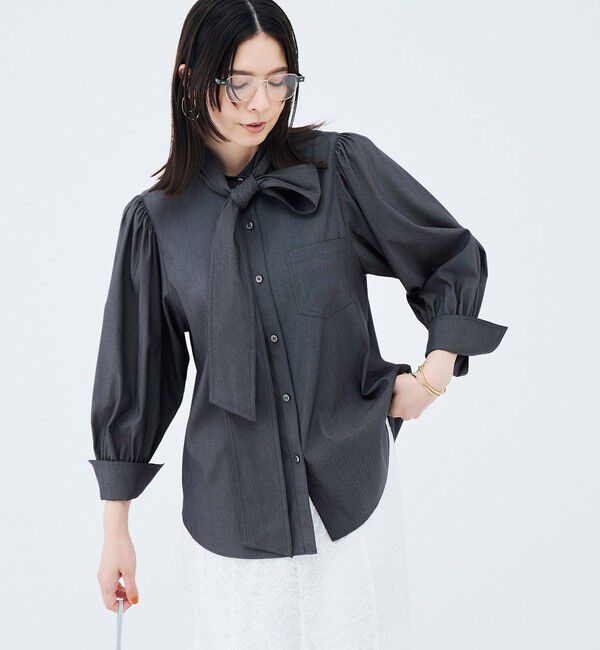 NOLLEY'S sophi「《セットアップ対応》ウォッシャブルバイオツイルボウタイブラウス」|シャツ・ブラウス|