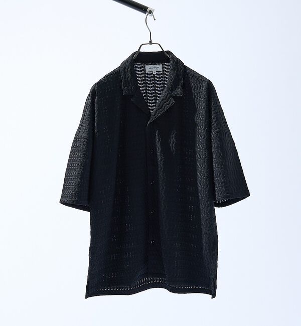 ABAHOUSE「【セットアップ対応】ジオメトリックジャカード オープンカラーシャツ / オーバー」|シャツ・ブラウス|