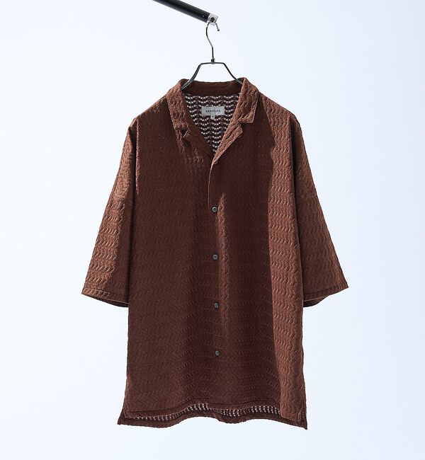 ABAHOUSE「【セットアップ対応】ジオメトリックジャカード オープンカラーシャツ / オーバー」|シャツ・ブラウス|