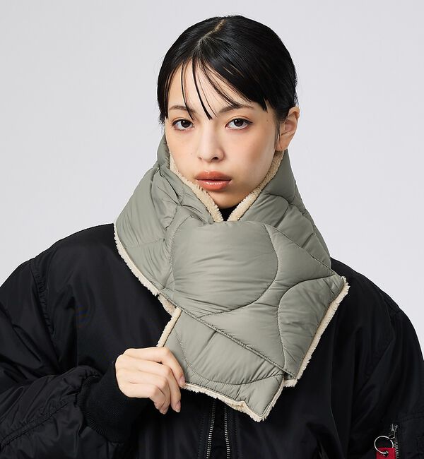 ABAHOUSE「【TAION / タイオン】MILITARY リバーシブル ダウンマフラー ソフ」|マフラー|セージグリーン