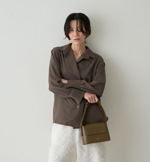 qualite「ドレープレギュラーシャツ」|シャツ・ブラウス|モカ