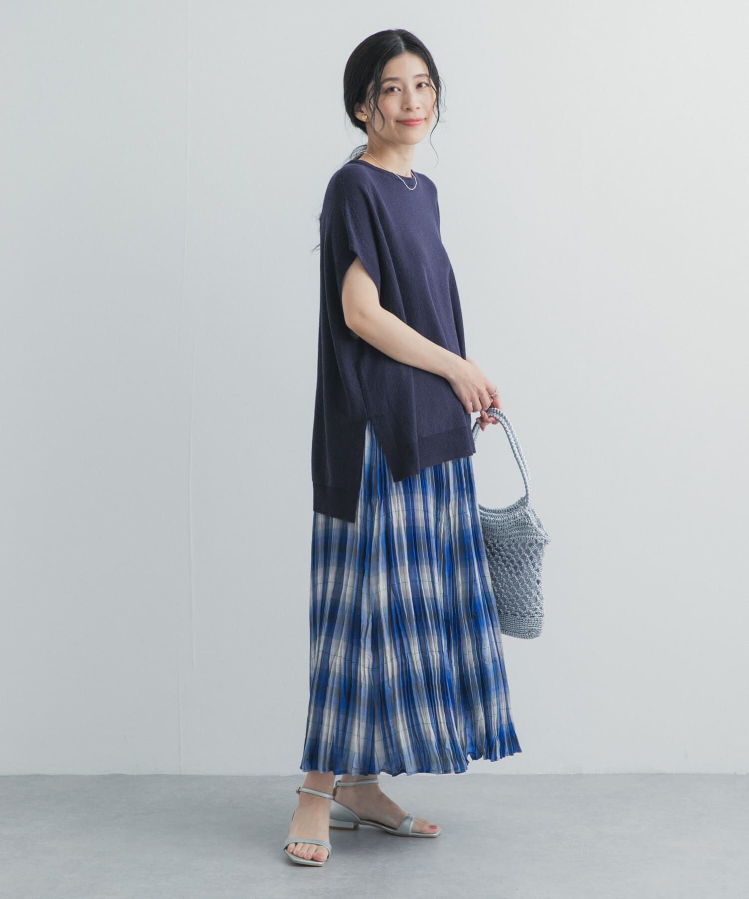 URBAN RESEARCH DOORS「ワッシャープリーツチェックスカート」|スカート|
