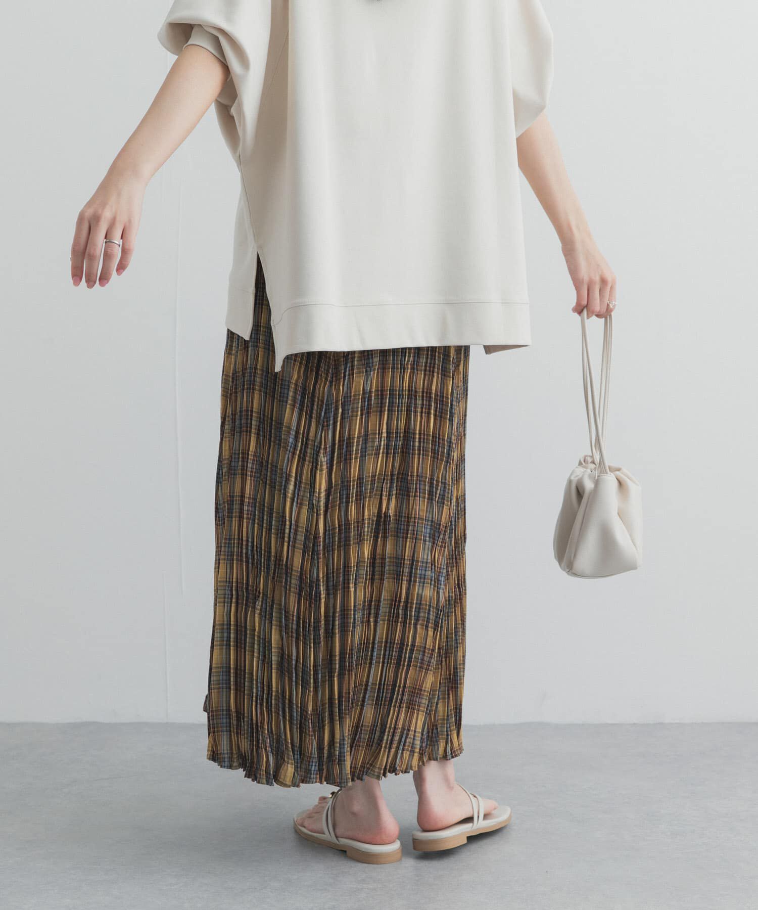 URBAN RESEARCH DOORS「ワッシャープリーツチェックスカート」|スカート|