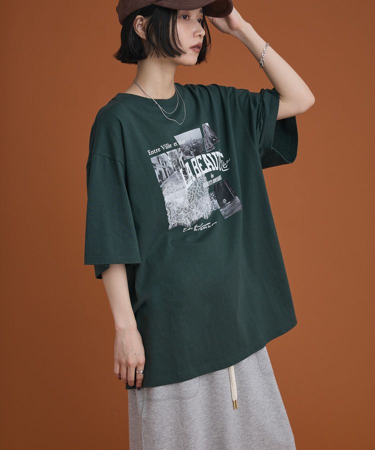 Green Parks「レースドッキングオーバーサイズロゴTシャツ」|Tシャツ・カットソー|
