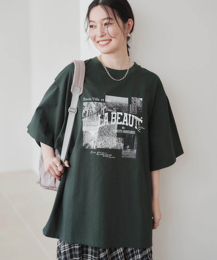 Green Parks「レースドッキングオーバーサイズロゴTシャツ」|Tシャツ・カットソー|