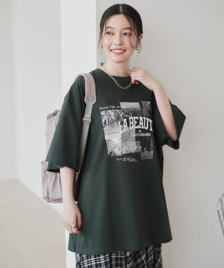 Green Parks「レースドッキングオーバーサイズロゴTシャツ」|Tシャツ・カットソー|