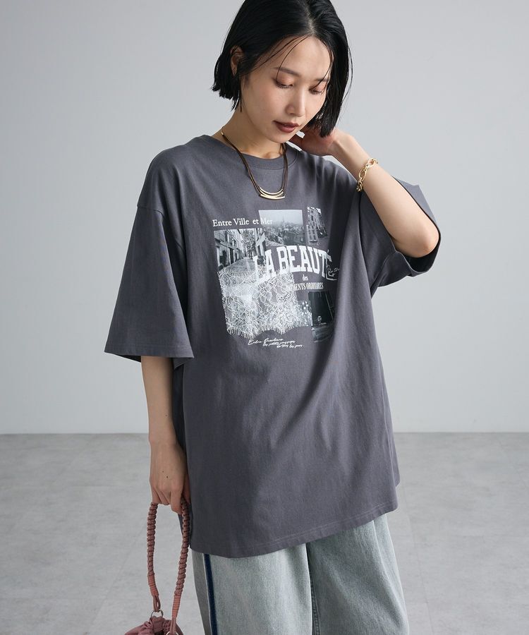 Green Parks「レースドッキングオーバーサイズロゴTシャツ」|Tシャツ・カットソー|