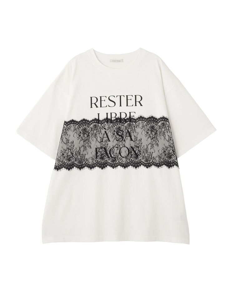 Green Parks「レースドッキングオーバーサイズロゴTシャツ」|Tシャツ・カットソー|