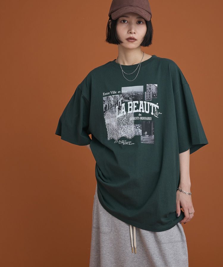 Green Parks「レースドッキングオーバーサイズロゴTシャツ」|Tシャツ・カットソー|