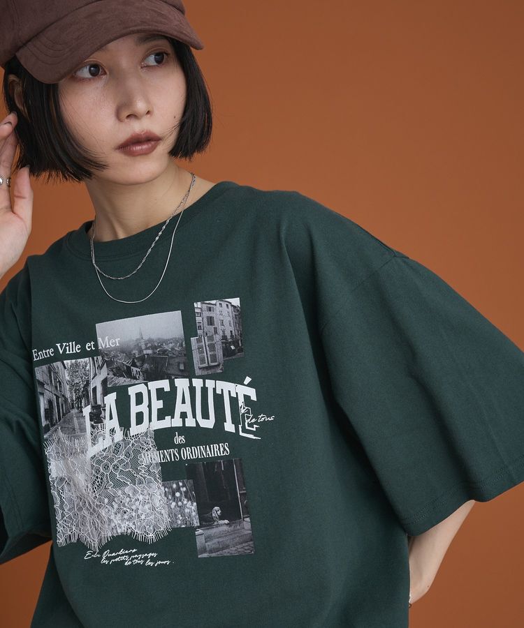 Green Parks「レースドッキングオーバーサイズロゴTシャツ」|Tシャツ・カットソー|