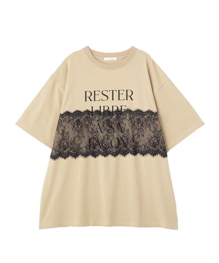 Green Parks「レースドッキングオーバーサイズロゴTシャツ」|Tシャツ・カットソー|Beige