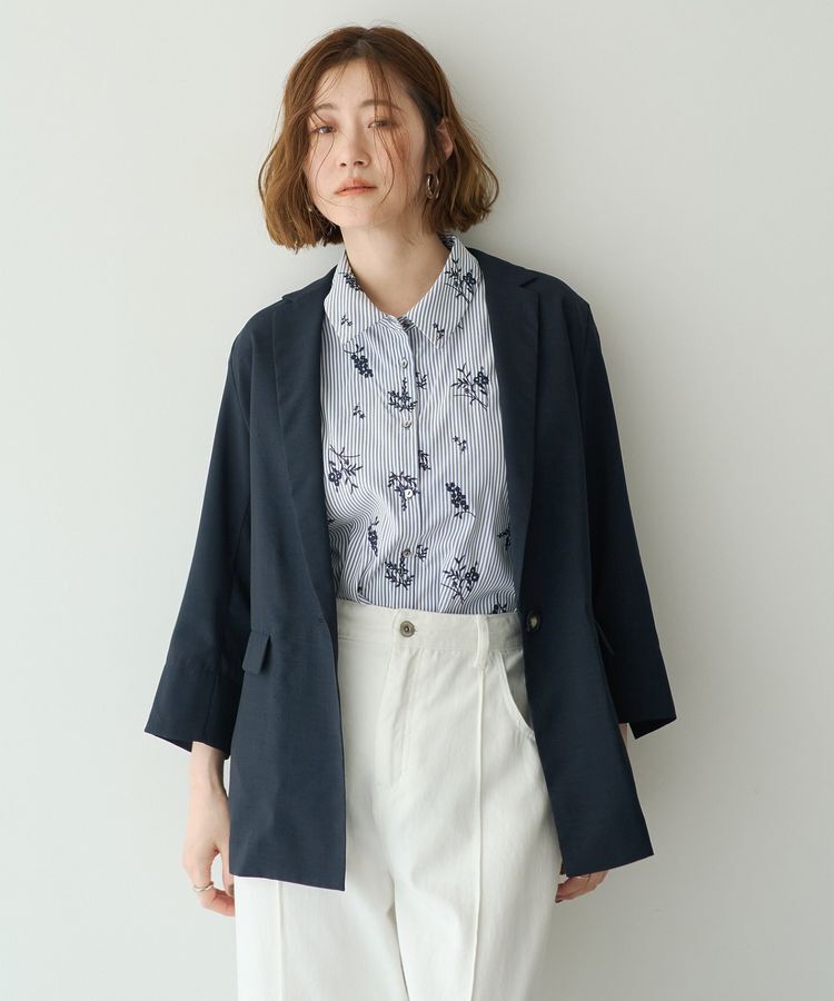 YECCA VECCA「【UVカット】リネンライクジャケット」|テーラードジャケット|Navy