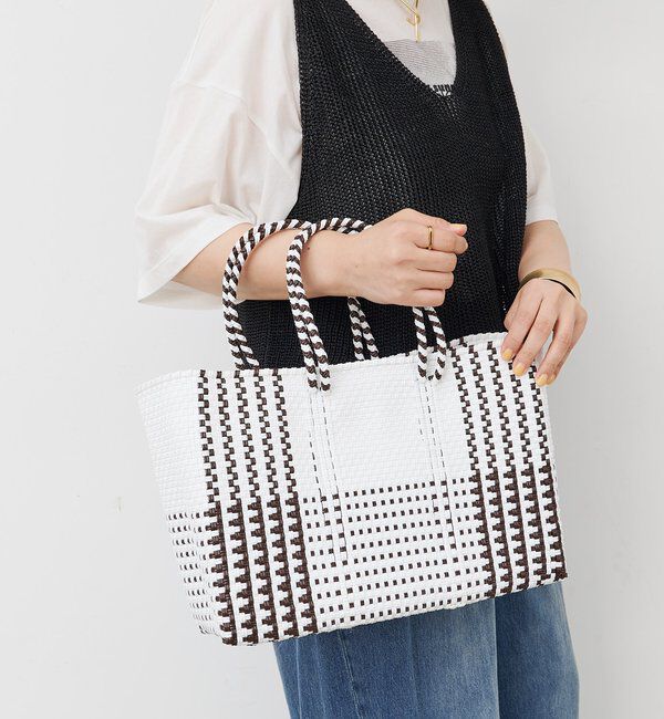  「手編みメルカドバッグ横長」|ショルダー・メッセンジャー|