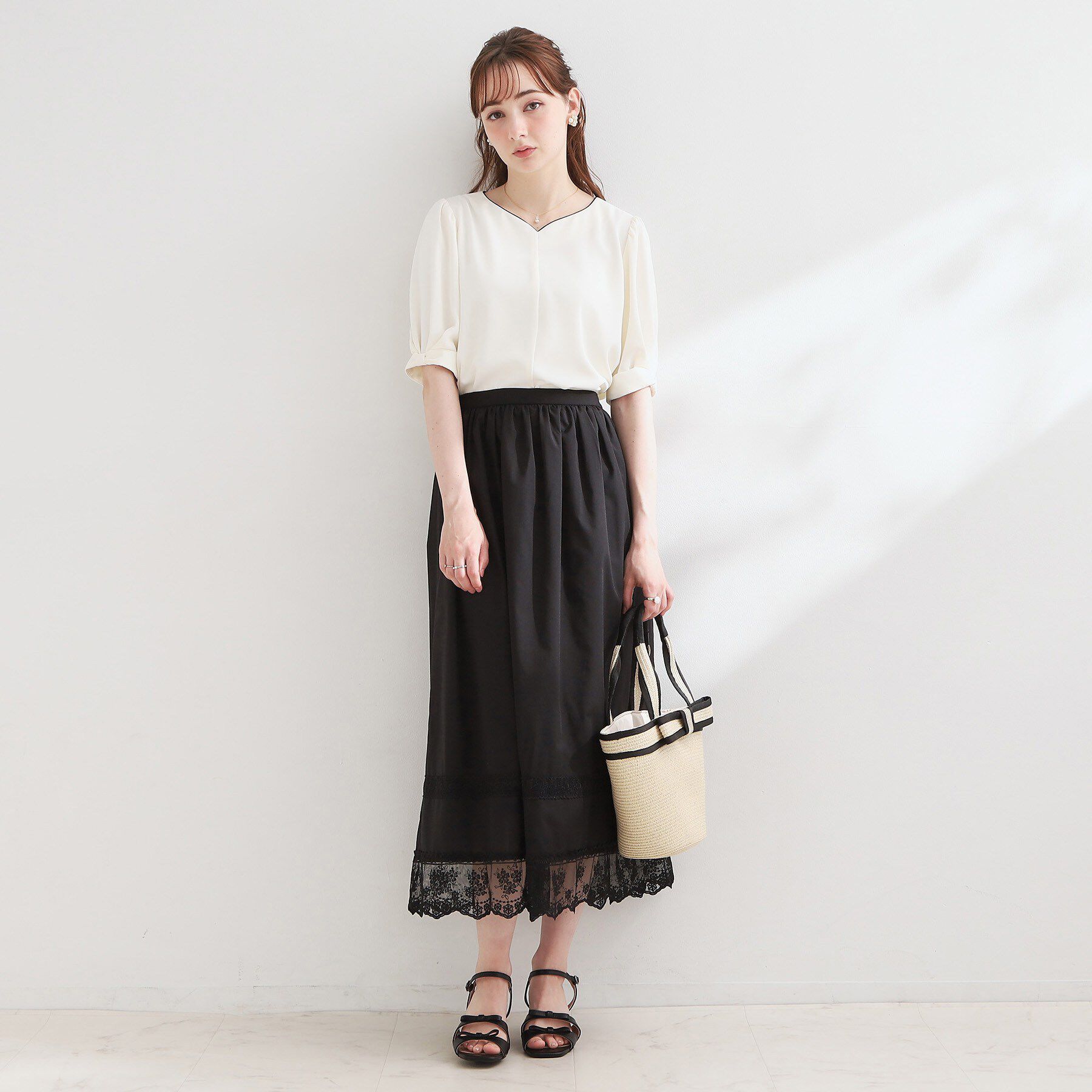 Couture broach「【洗える】レース使いスカート」|スカート|