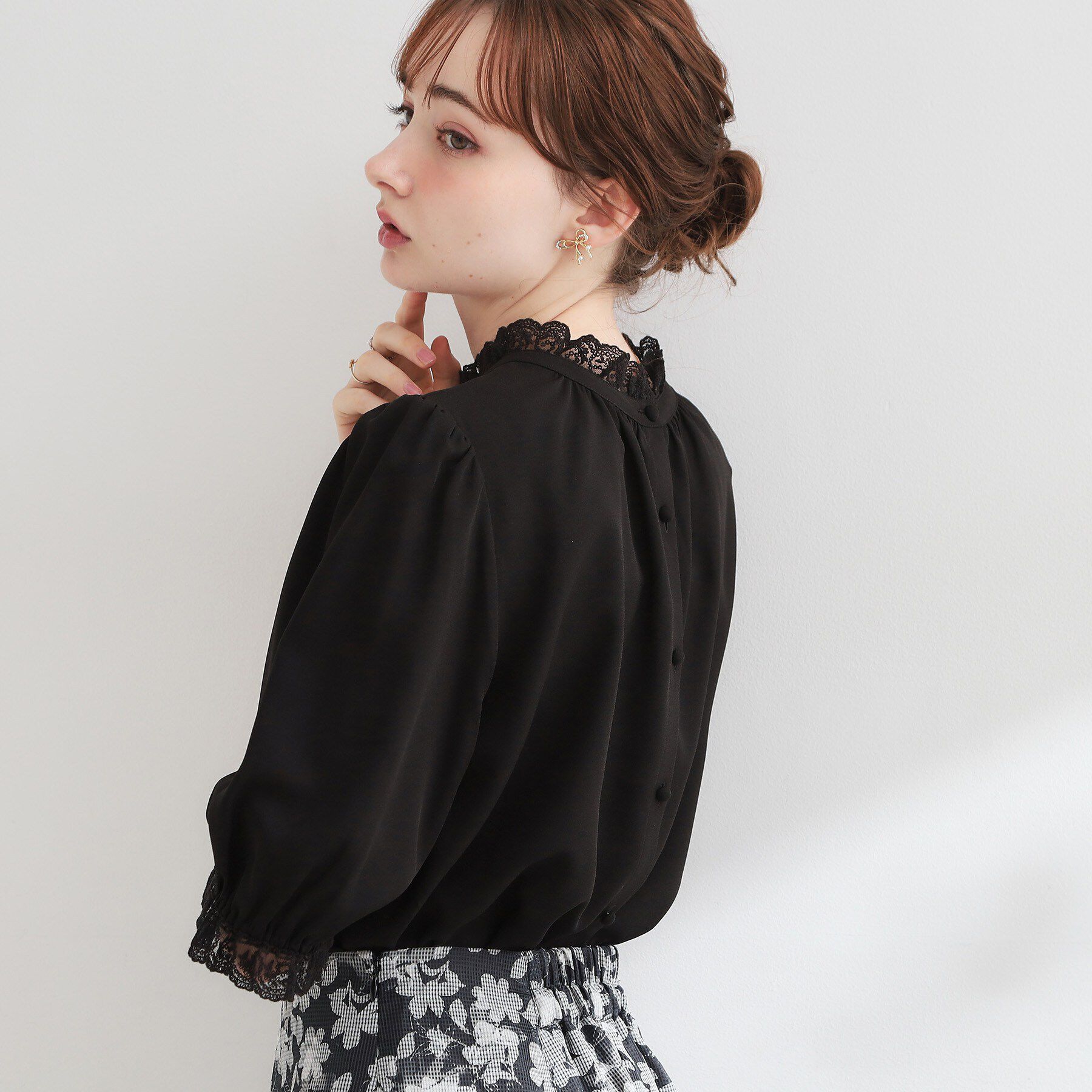 Couture broach「【大人上品・前後2WAY】エンブロレース 5分袖ブラウス【洗濯機可】」|シャツ・ブラウス|
